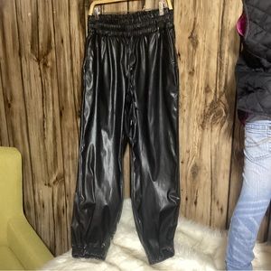 Blank NYC Black Faux Leather Joggers